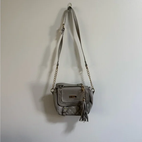 BCBG Gray Crossbody Bag with Gold Chain - Picture 2 of 7